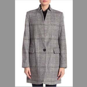 Lucky Brand Plaid Check Long Coat EUC